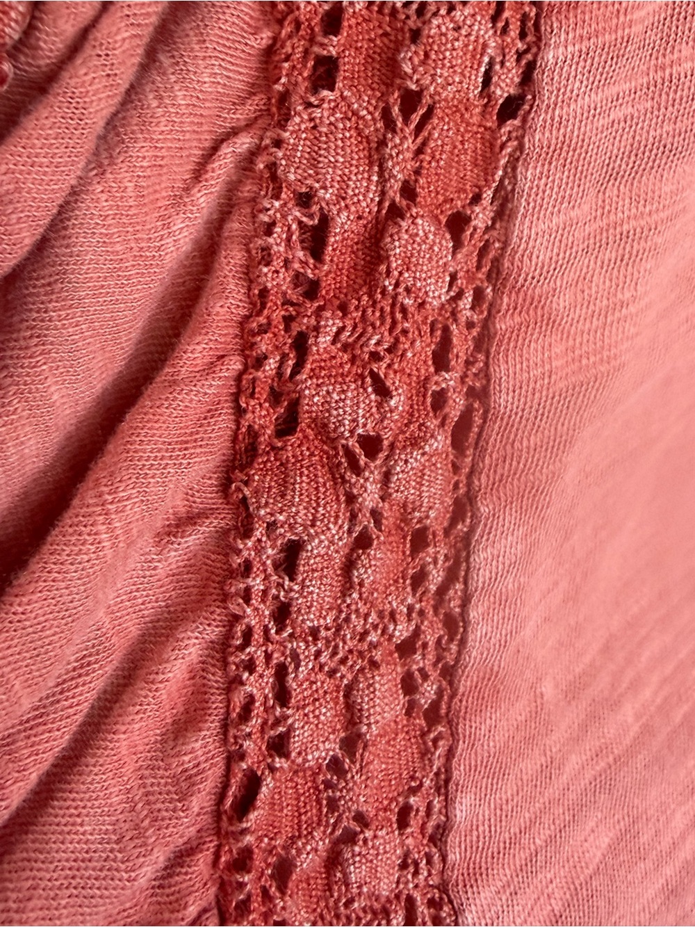 Free People Coral Rust Pintuck Crochet Peasant Top - Picture 7 of 8